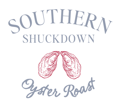 Southern Shuckdown Oyster Roast logo with two illustrated oysters in the center.